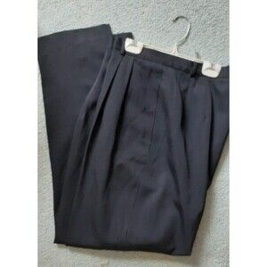 Lands End 100% wool lined dress pants 14 l black career office work  career